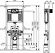 TECE WC-Anschlusseinheit mit Uni-Spülkasten, schematische Darstellung. Abmessungen und Anschlussdetails sind sichtbar. Zeichnung zeigt Installation und technische Spezifikationen.